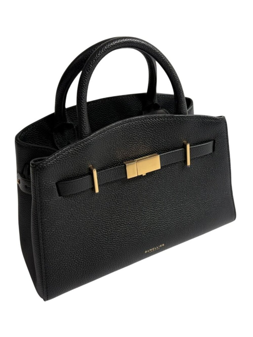Demellier The Small Hudson in Black Small Grain Leather